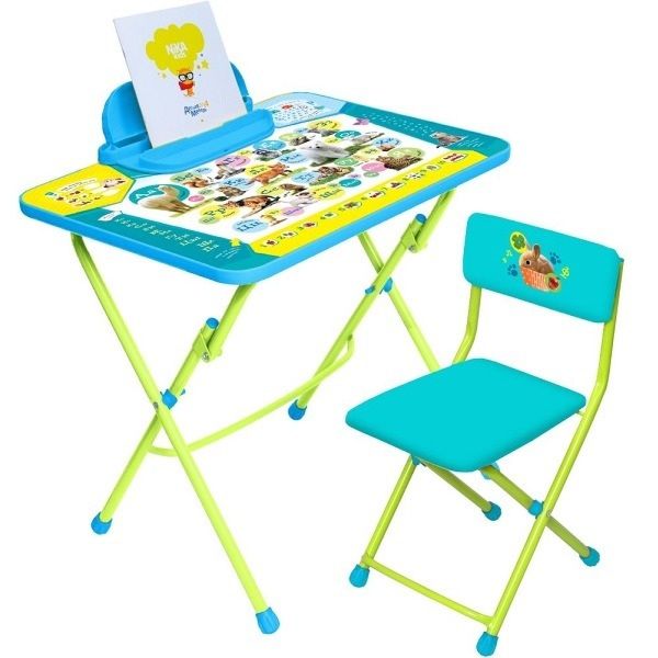 картинка Стол-стул Пушистая Азбука голубой  HA2КНД4/3 от магазина KidParade  